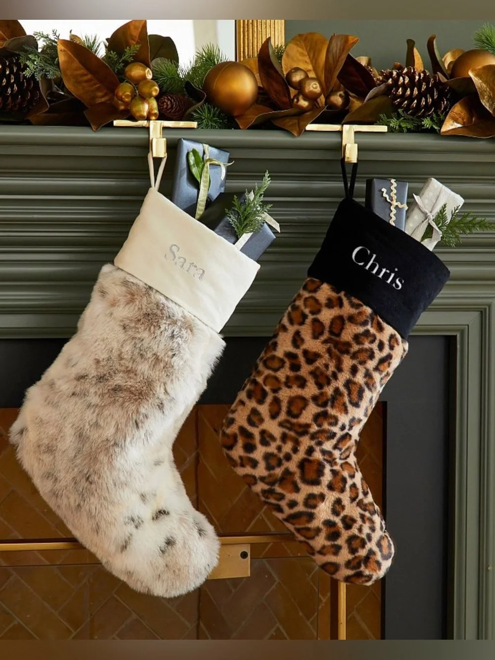 Pottery Barn Animal Print Faux Fur Stocking